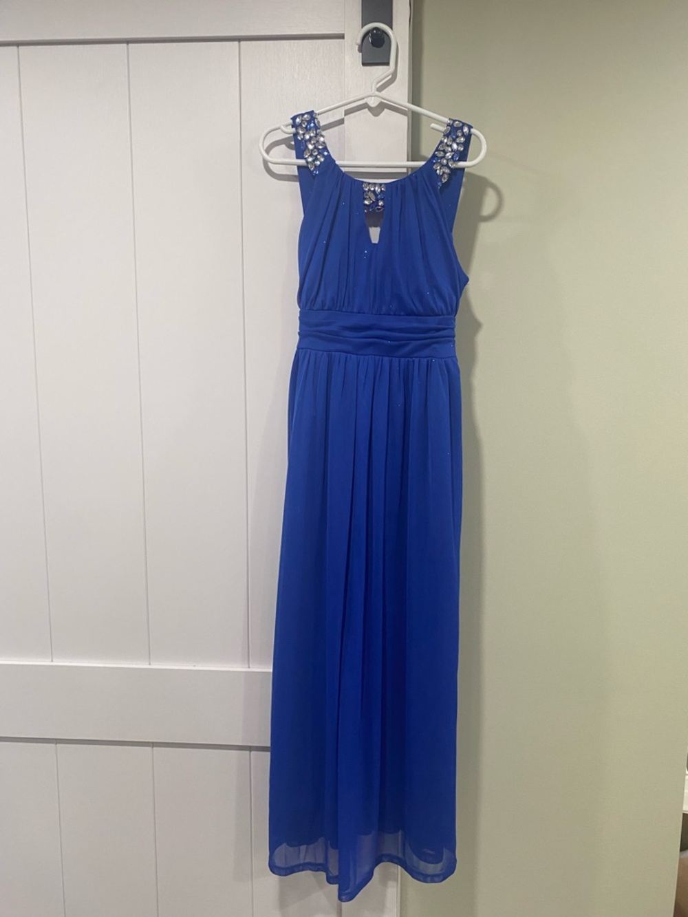 Girls Embellished Royal Blue Maxi Dress